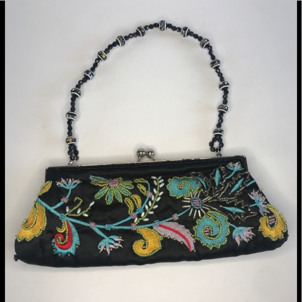 Vintage east west style beaded embroidered Chateau purse